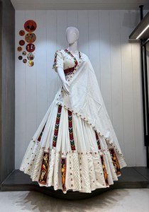Conjunto Lehenga Choli Henixa Creation para Navratri, con Dupatta de trabajo vintage elaborado, de algodón cambray puro, largo hasta el suelo, corte ajustado, para pakistaníes, talla XL - Product Image 3