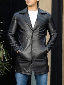 Manteau long en cuir sur mesure pour homme, de haute qualité, style trench, en similicuir, pour hommes - Product Image 4