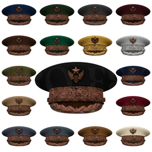 Comfortable Trendy Hot Sale Embroidered Black Peak Cap with <b>Red</b> Decorative Band Classic Formal Uniform Style Headwear for Men - Product Image 1
