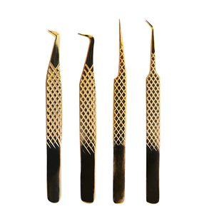 แหนบต่อขนตาปลายแหลมเคลือบทอง แบรนด์ส่วนตัว สำหรับมืออาชีพ ทำจากสแตนเลส - Product Image 1