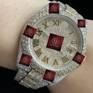 Montre de luxe SHREEJI JEWELS en or blanc avec diamants, 42 mm, analogique, mécanique, affichage de la date automatique, bracelet en acier inoxydable, étanche 3 BAR - Product Image 4