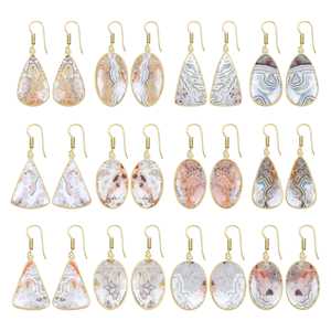 Boucles d'oreilles de mariage en agate plaquées or 18 carats de haute qualité, nouvelle arrivée, tendance, faites à la main, bijoux de mode, cadeau de fête, vente en gros - Product Image 1