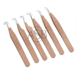 Pince à cils fine à 90 degrés, en acier inoxydable, avec revêtement couleur personnalisé, instrument de beauté - Product Image 1