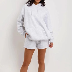 Conjunto de Sudadera con Capucha y Pantalones Cortos para Mujer, Más Vendido, OEM ODM, Alta Calidad, Uso Diario, Cómodo, Conjunto de Dos Piezas - Product Image 2