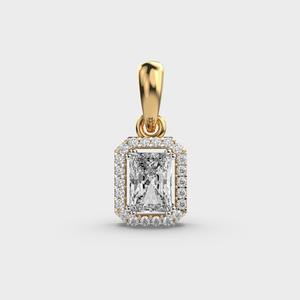 Radiant Cut <b>Diamond</b> Halo Pendant in 9KT White/Rose/Yellow Gold Vintage Style Rhodium Plated IGI Certified Women's <b>Jewelry</b> - Product Image 5