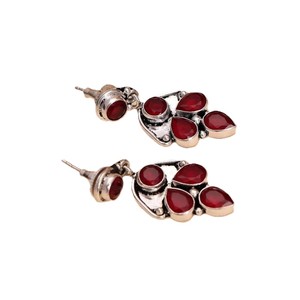 Pendientes Colgantes de Plata de Ley 925 con Cornalina Roja Oxidada, Hechos a Mano, Estilo Vintage, con Piedras Preciosas, para Mujer, Venta al por Mayor - Product Image 5