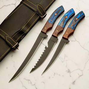 Juego de Cuchillos Profesionales para Filetear Pescado, Hoja Fija de Acero Inoxidable, Funda de Cuero, Ecológicos, Personalizados - Product Image 1