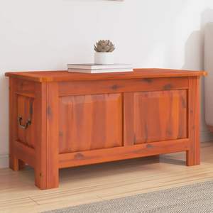 Coffre de rangement en bois d'acacia brun massif, conçu pour des vêtements volumineux - Product Image 1