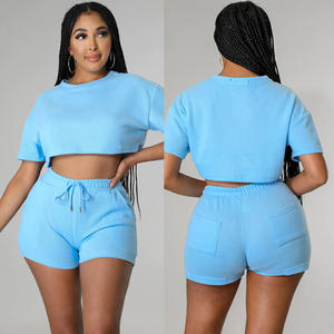 Conjuntos de Shorts de Ciclismo de Verano de Dos Piezas Personalizables para Mujer, Camiseta Corta Informal con Logotipo Personalizado, Conjuntos de Ropa Corta para Mujer - Product Image 2