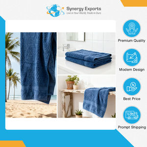 Professionnels dans la vente de serviettes de bain en polycoton uni de qualité supérieure avec finition velours pour les acheteurs en gros mondiaux - Product Image 2