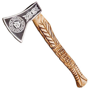 Burraq Custom 17" Tomahawks Axe Head, lame en acier inoxydable, manche en bois de rose, fourreau en cuir fait main, tranchant de coupe de 4 1/2 pouces, camping - Product Image 6