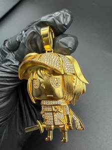 Colgante de personaje de dibujos animados estilo hip hop, colgante de muñeco grueso con incrustaciones de moissanita VVS1, chapado en oro sobre plata 925 para hombre - Product Image 3