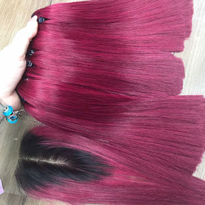Vente en gros d'extensions de cheveux vietnamiennes droites en os de vin ombré de haute qualité 100% à double extrémité dessinée pour le tissage - Product Image 3