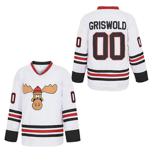 Maillot de hockey sur glace unisexe Griswold à col en V, blanc, rouge, noir, impression du nom du joueur, manches longues, coupe régulière, respirant, séchage rapide, personnalisable - Product Image 1