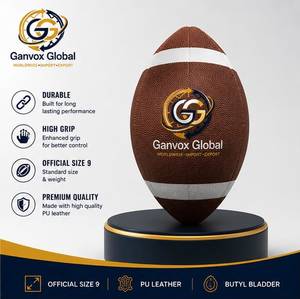 Ballon de football officiel Ganvox Global Taille 9 en cuir PU avec chambre à air en butyl, durable, haute adhérence, design avec logo - Product Image 1
