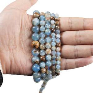 Perles rondes lisses en calcite bleue naturelle pour la fabrication de bijoux, bracelets, colliers, accessoires de charme DIY - Product Image 2