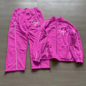 Custom Windbreaker Nylon Tracksuit Logo Embroidery Patchwork Zip up Sweatpants and <b>Hoodie</b> Set Jogging Suits - Product Image 2