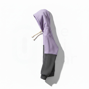 Sudadera con Capucha Oversize para Hombre, Diseño Color Block, Morado y Gris, Algodón French Terry, Casual, Otoño - Product Image 6