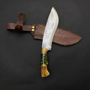 Cuchillo de Caza Jexa Jexa-HC-171, Acero 5160, Hoja Fija, Borde Parcialmente Serrado, Mango de Madera Epoxi, Funda de Cuero - Product Image 1