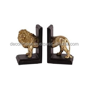 Sujetalibros Golden Lion: Típicamente hechos de resina con un recubrimiento metálico, estos agregan un toque glamuroso y artístico a una librería - Product Image 1