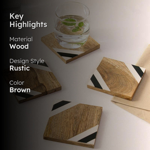 Elegant Natural Wood Drink Tray <b>Coaster</b> Set Decorative Cup Holder Pads for Living Room and Office <b>Tables</b> - Product Image 3