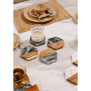 Luxury Wooden <b>Coaster</b> <b>Set</b> with Smooth Finish Decorative Cup Mats for Living Room and Kitchen At Cheap Price - Product Image 6