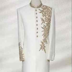 Traje de Lujo para Hombre, Salwar Kameez, Estilo Indio Pakistaní, para Novio, Vestido Real para Boda, con Bordado Intenso, Atuendo Étnico, Protección Solar, Antiarrugas - Product Image 5