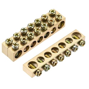 Barre omnibus de terre électrique en cuivre et laiton, connecteur de bornier à 12 voies avec trou de 8 mm pour boîtier de distribution - Product Image 1