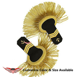 Epaulettes Bordadas KEW Estilo Vintage Azul Marino con Flecos de Ancla Negra y Dorada, Diseño de Lujo Ecológico, Tela Resistente - Product Image 5