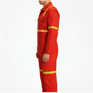 Combinaison de travail réfléchissante rouge pour hommes, en coton ignifuge, uniforme de sécurité pour usage industriel - Product Image 3