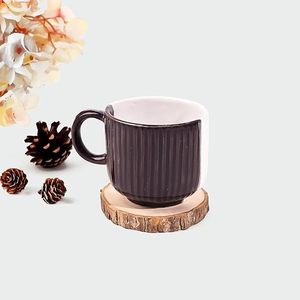 Brown & White Ribbed Ceramic Tea <b>Cup</b> <b>Set</b> of 4 - Product Image 4