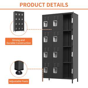 Armadietto portaoggetti in metallo nero a 12 porte 72 \ "H facile da montare per la scuola di casa in palestra o per l'uso in Garage - Product Image 3