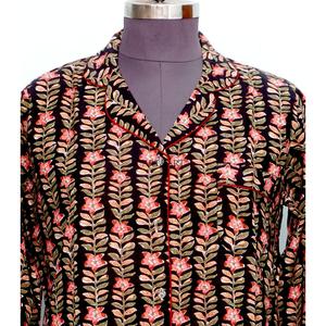 Indian Cotton Women's Midi Dress Hand Block Floral Printed Cute Vintage Style for Spring Winter Summer Casual Party <b>Button</b> - Product Image 3