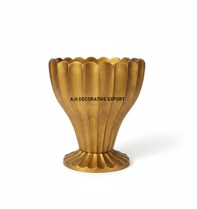 Macetero de Pedestal Acordonado de Latón Antiguo |   Maceta Moderna de Aluminio para Flores |   Elegante Maceta Decorativa para Bodas - Product Image 3