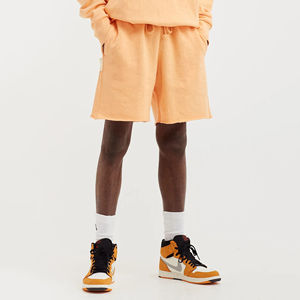 <b>Men's</b> Solid <b>Orange</b> Cotton Drawstring <b>Shorts</b> Mid Rise Casual Breathable Knitted <b>Short</b> Length With Pockets Manufacturer - Product Image 4