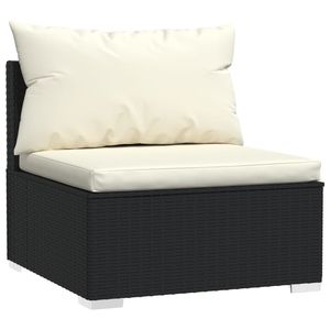 Set salotto da 10 pezzi in Poly Rattan nero con comodi cuscini per mobili da esterno - Product Image 4