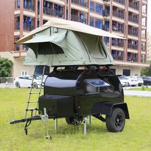 Mini caravane teardrop en aluminium léger avec châssis en acier, pour 2-3 personnes, avec tente latérale, en vente - Product Image 2
