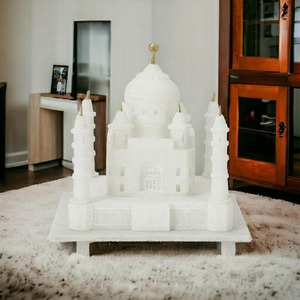 Sculpture authentique artisanale en marbre du Taj Mahal, polie, œuvre d'art décorative pour les espaces intérieurs élégants et luxueux - Product Image 1