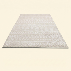 Alfombra Rectangular DECORDEC Azure Link, Color Crema Azul, Lana, Hecha a Mano, Antideslizante, Ecológica, Pelo Mediano, Patrón Geométrico Curvo - Product Image 2