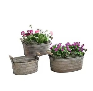 Jardinière extérieure galvanisée, pot à fleurs en métal durable, conteneur décoratif, décoration de jardin et de balcon - Product Image 2