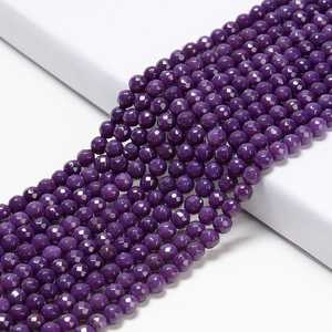Perles de jade violet naturel rondes facettées, pierres précieuses en vrac pour la fabrication de bijoux, certifiées IGI, Rajasthan ZUBEDA GEMS JEWELRY - Product Image 4