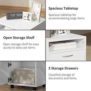 Moderno Armadietto Portadocumenti Bianco in Plastica con Cassetto e Supporto per Stampante, Organizer con Ruote per Soggiorno - Product Image 4