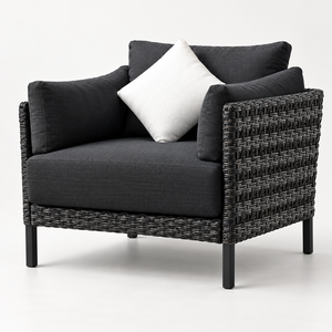 Conjunto de Sofá de Ratán Sintético para Exteriores con Cojines Gris Oscuro, Sillones de Mimbre y Mesa de Centro para Jardín, Patio y Terraza - Product Image 5