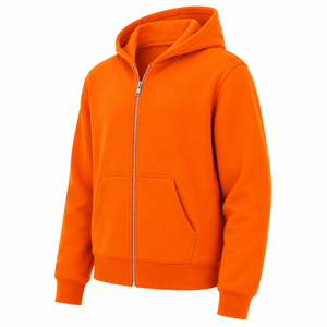 Custom Logo Mens Zip Hoodie Heavy Weight Fleece Full Zipper Hooded Sweatshirt Split Kangaroo Pocket Casual Blank Men Zip Hoodie - Product Image 5