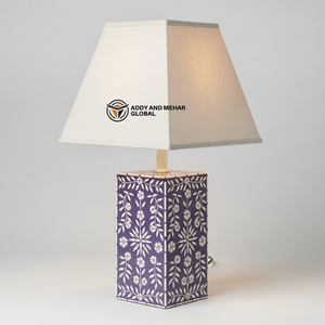Lanterne de table artisanale en os incrusté avec motif floral, lampe de chevet de luxe en mosaïque, art indien traditionnel, décoration de bureau - Product Image 1