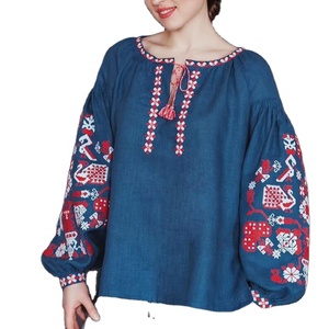 Superventas, blusa de algodón ucraniana a la moda, camisa tejida con borlas, vestido informal Natural, favorito de los exportadores digitales lavables - Product Image 1