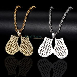 Colgante de Guante de Boxeo en Plata 925 con Baño de Rodio y Moissanita de Corte Brillante Redondo para Hombre, Estilo Hiphop, Uso Diario - Product Image 4