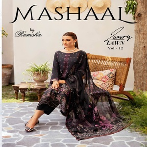 Ramsha Vol MASHAAL-12 Maxi Frock Heavy Embroidered Lawn Three-Piece Punjabi Suit for Women <b>Eid</b> <b>Dresses</b> <b>Pakistani</b> Salwar Indian - Product Image 4