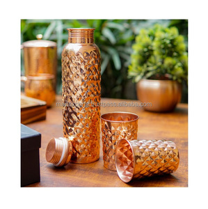 Natural Handcrafted Pure Copper Water <b>Bottle</b> Set Luxury Gift <b>Box</b> Eco Friendly Traditional Ayurvedic Flask Applicable Unisex - Product Image 5
