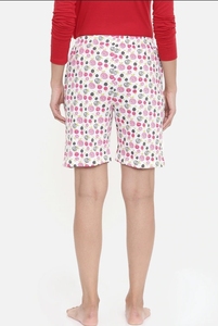 Women's Printed Dot Pattern Cotton Knitted Shorts <b>Elastic</b> Waist Regular Fit Casual Breathable Mid Rise - Product Image 3
